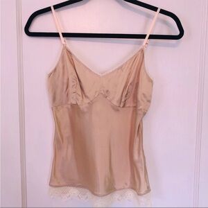 Helmut Lang Champagne Satin Cami Tank Top Shirt XS